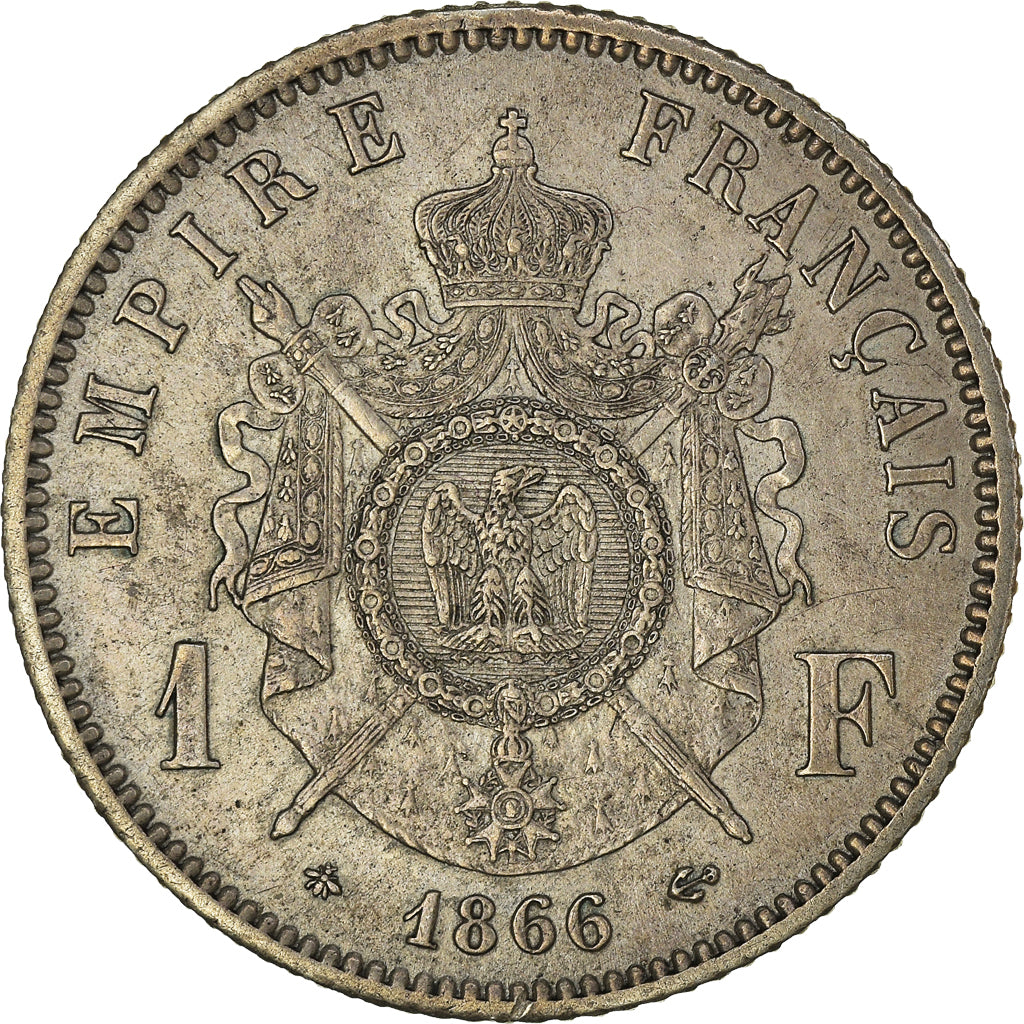 Münze, Frankreich, Napoleon III, Franc, 1866, Paris, SS+, Silber, KM:806.1