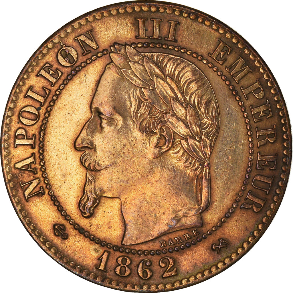 Moneta, Francia, Napoleon III, 2 Centimes, 1862, Bordeaux, BB, Bronzo, KM:796.6