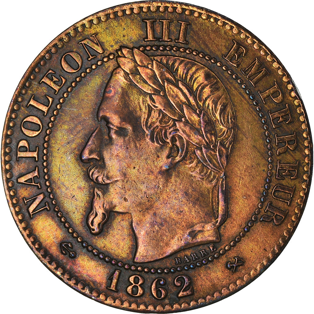 Coin, France, Napoleon III, 2 Centimes, 1862, Bordeaux, MS(60-62), Bronze
