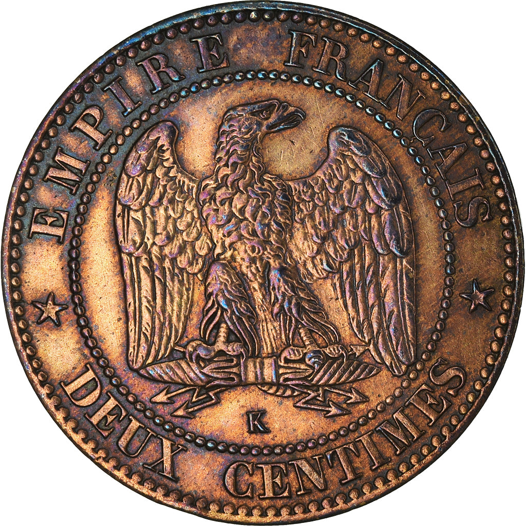 Coin, France, Napoleon III, 2 Centimes, 1862, Bordeaux, MS(60-62), Bronze