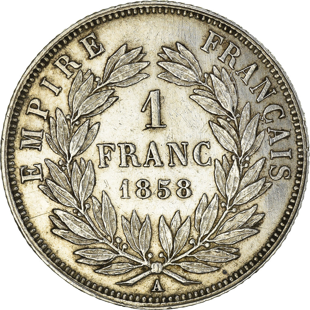 Monnaie, France, Napoleon III, Franc, 1858, Paris, SUP, Argent, Gadoury:460