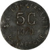 Moneda, Francia, 5 Centimes, 1920, Dunkerque, BC+, Hierro, Elie:10.1
