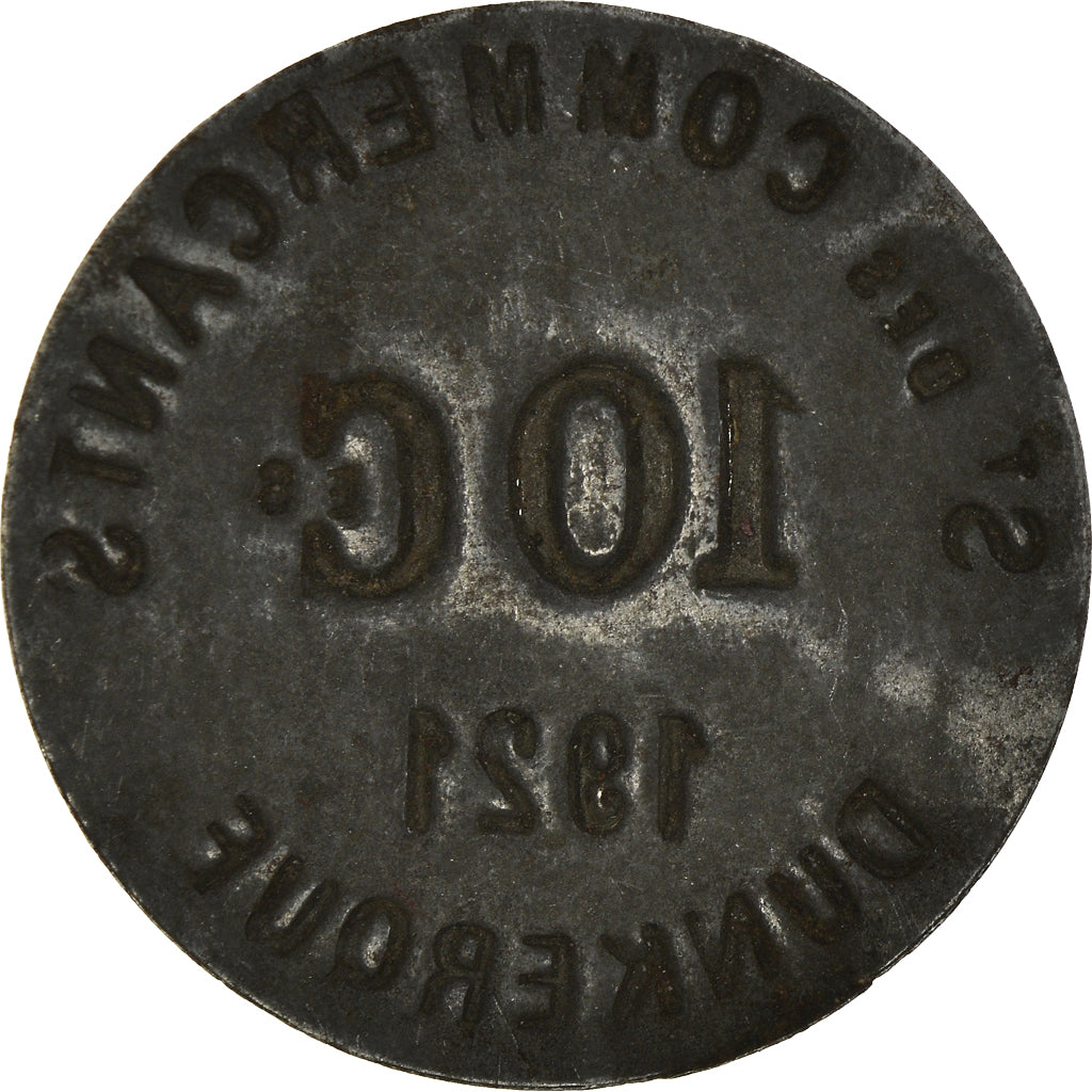 Monnaie, France, 10 Centimes, 1921, Dunkerque, TB+, Iron, Elie:10.5