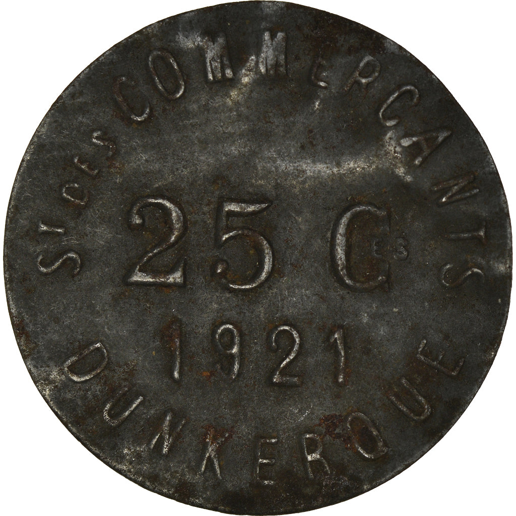 Monnaie, France, 25 Centimes, 1921, Dunkerque, TB+, Iron, Elie:10.6