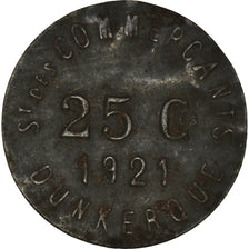 Moneta, Francja, 25 Centimes, 1921, Dunkerque, VF(30-35), Żelazo, Elie:10.6