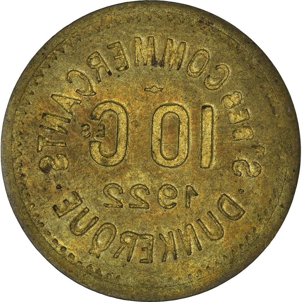 Coin, France, 10 Centimes, 1922, Dunkerque, EF(40-45), Brass, Elie:10.8