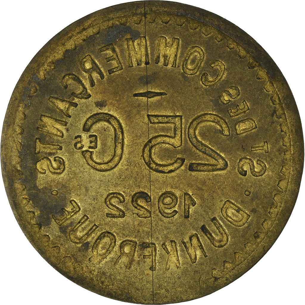 Coin, France, 25 Centimes, 1922, Dunkerque, VF(20-25), Brass, Elie:10.9