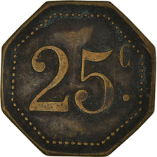 Coin, France, 25 Centimes, Ouveillan, VF(30-35), Brass, Elie:10.3