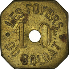 Moeda, França, 10 Centimes, AU(50-53), Latão, Elie:15.2