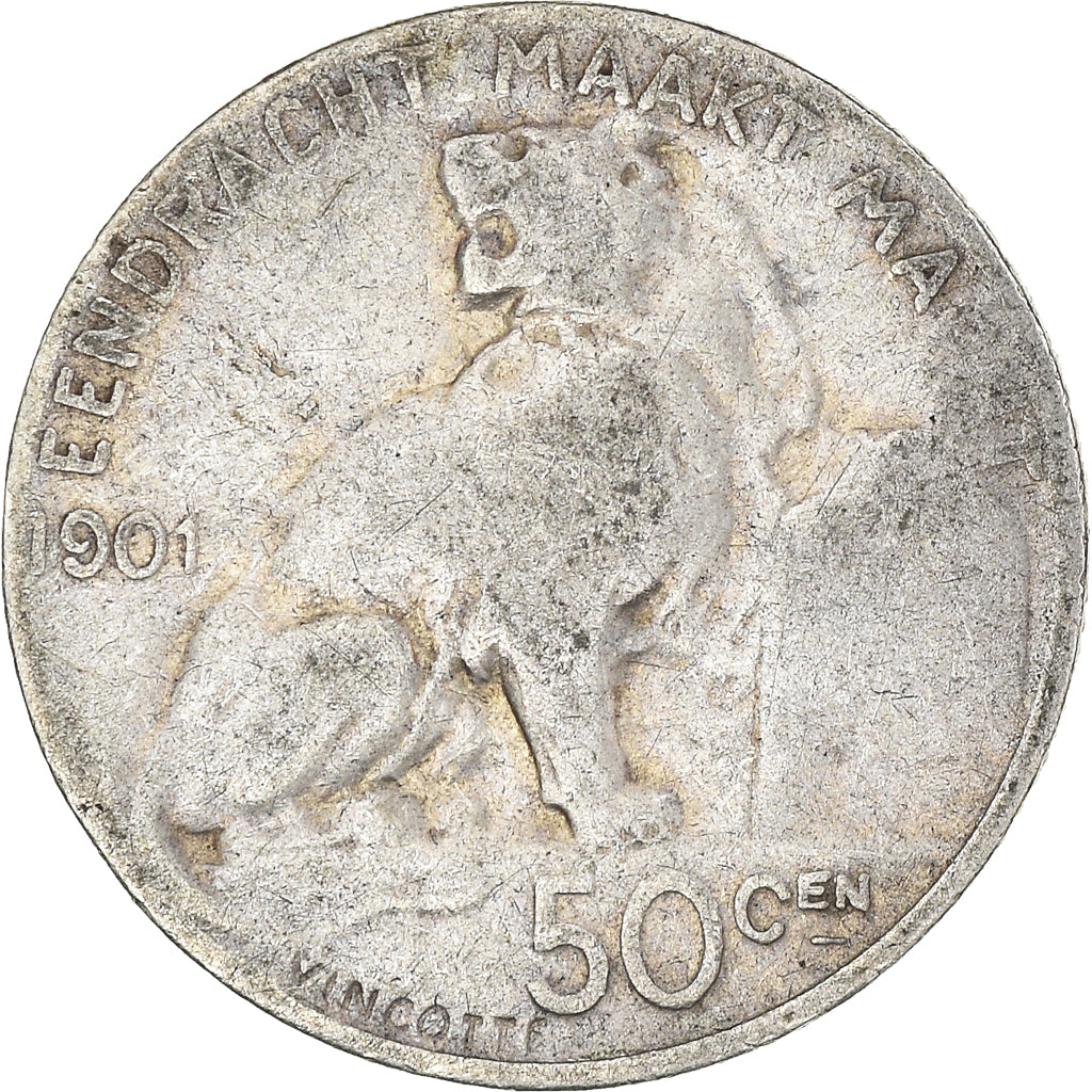 Coin, Belgium, Leopold II, 50 Centimes, 1901, VG(8-10), Silver, KM:51