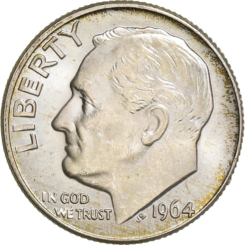 Coin, United States, Roosevelt, Dime, 1964, Denver, AU(55-58), Silver, KM:195