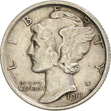 Coin, United States, Mercury, Dime, 1917, San Francisco, EF(40-45), Silver