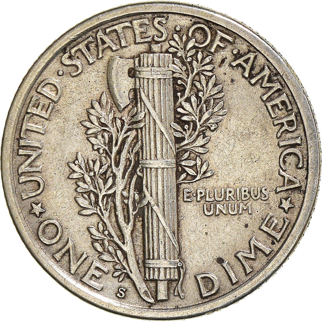 Coin, United States, Mercury, Dime, 1917, San Francisco, EF(40-45), Silver