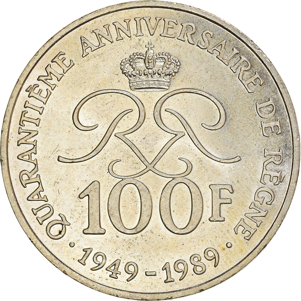 Coin, Monaco, Rainier III, 100 Francs, 1989, Paris, MS(63), Silver, KM:164