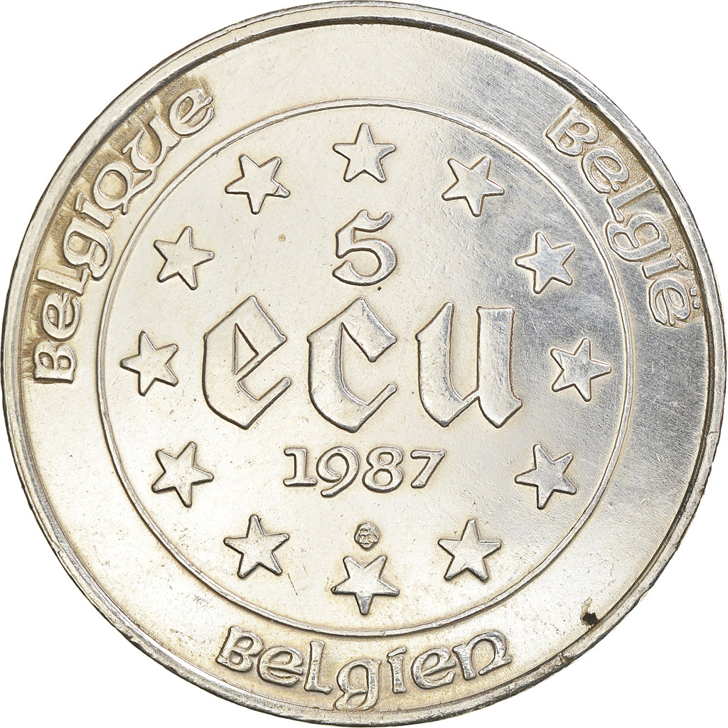 Coin, Belgium, Baudouin I, 5 Ecu, 1987, Royal Belgium Mint, EF(40-45), Silver