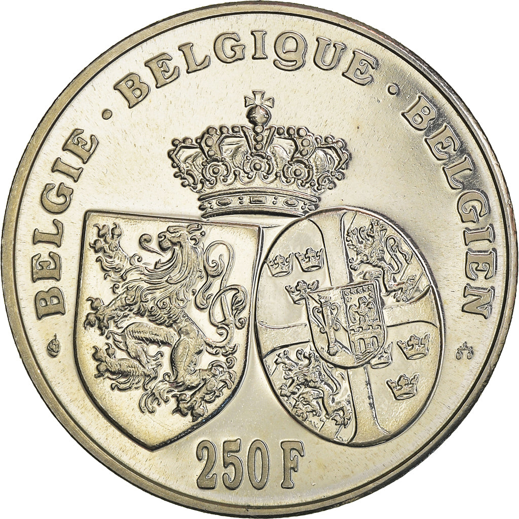 Coin, Belgium, 250 Francs, 1995, Brussels, MS(63), Silver, KM:199
