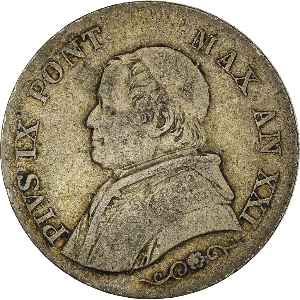 Munten, Vaticaan, Pius IX, Lira, 1866, Roma, ZF, Zilver, KM:1377.2