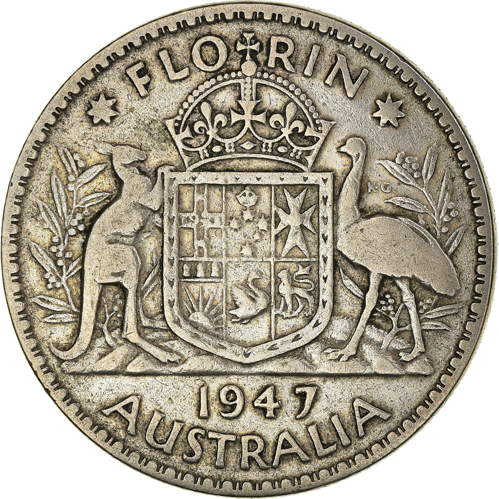 Coin, Australia, George VI, Florin, 1947, Melbourne, VF(30-35), Silver, KM:40a