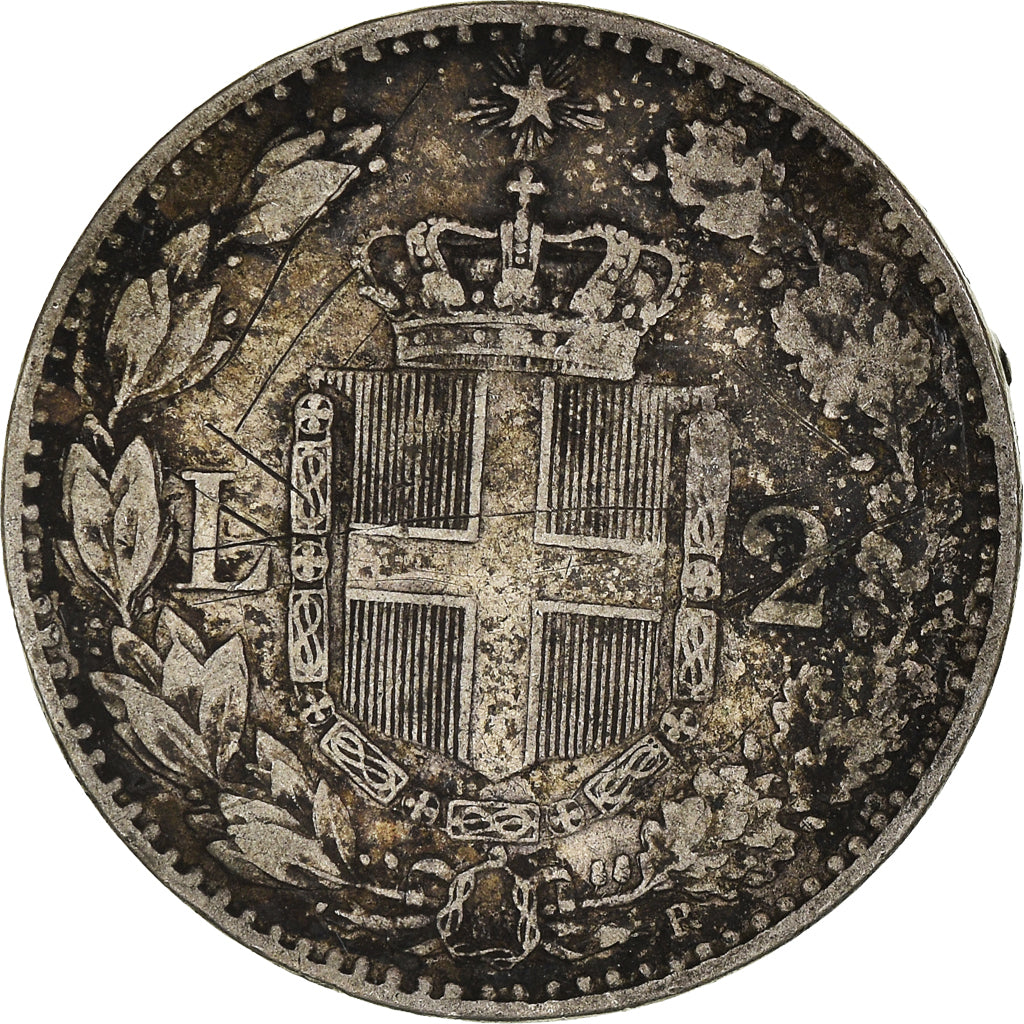 Coin, Italy, Umberto I, 2 Lire, 1884, Rome, VF(20-25), Silver, KM:23