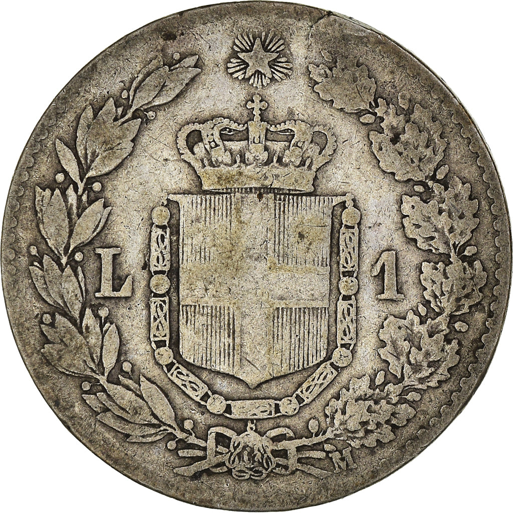 Moneda, Italia, Umberto I, Lira, 1887, Milan, BC+, Plata, KM:24.2