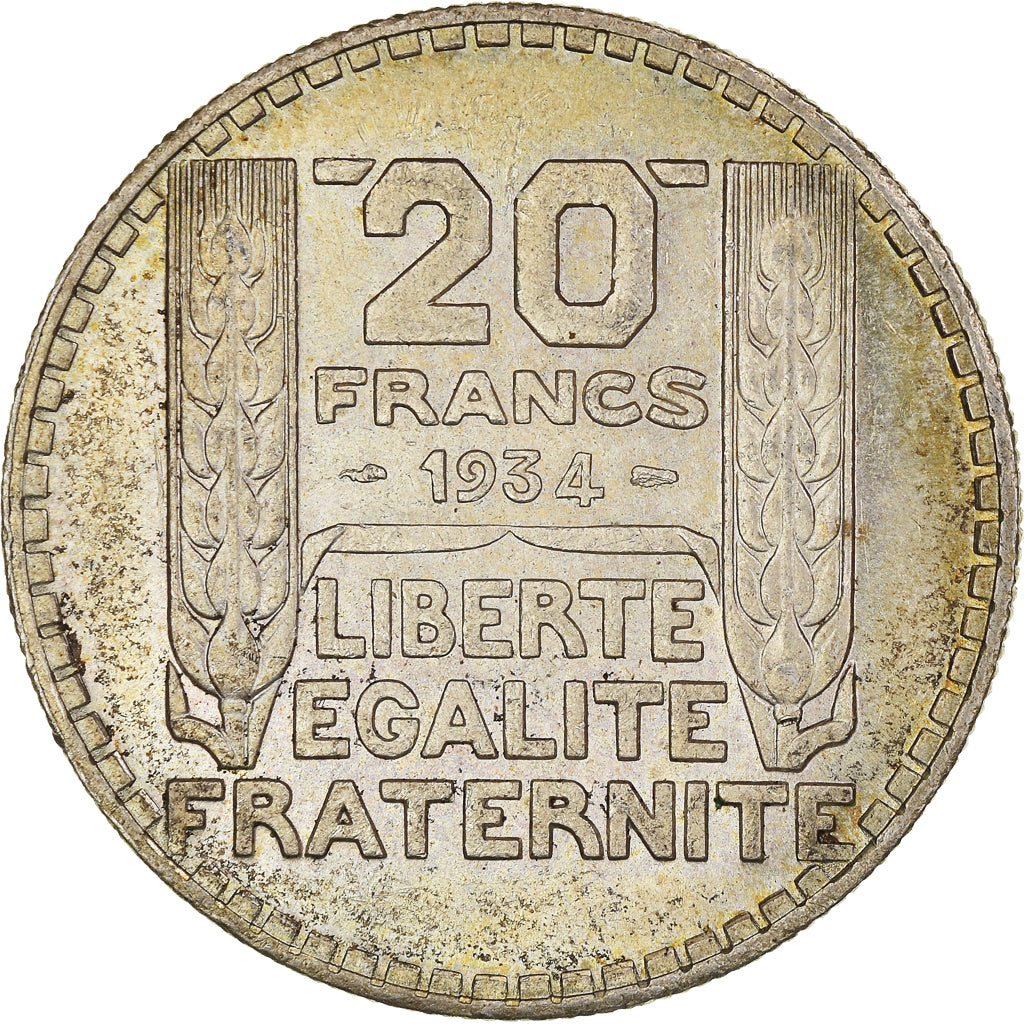 Munten, Frankrijk, Turin, 20 Francs, 1934, Paris, PR, Zilver, KM:879