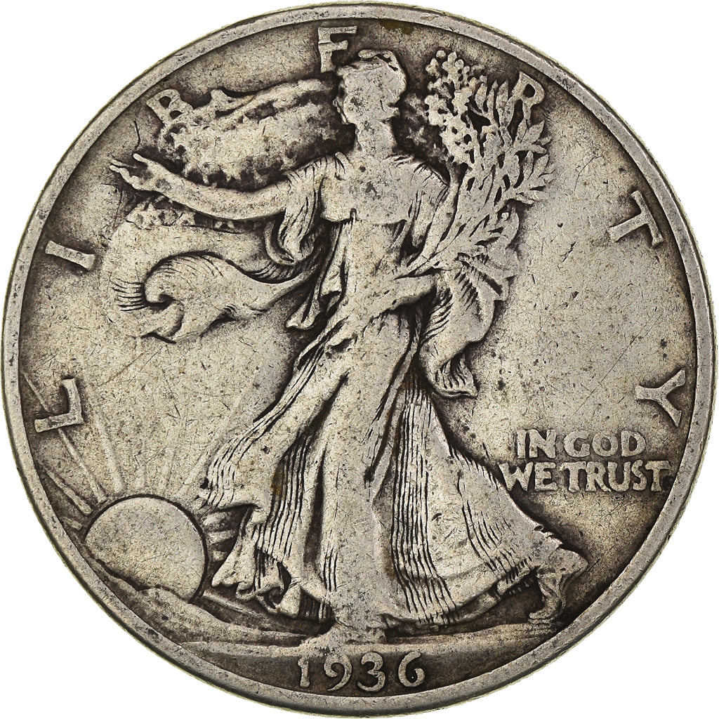 Coin, United States, Walking Liberty, Half Dollar, 1936, Denver, VF(20-25)
