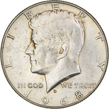 Coin, United States, Kennedy, Half Dollar, 1968, Denver, AU(55-58), Silver