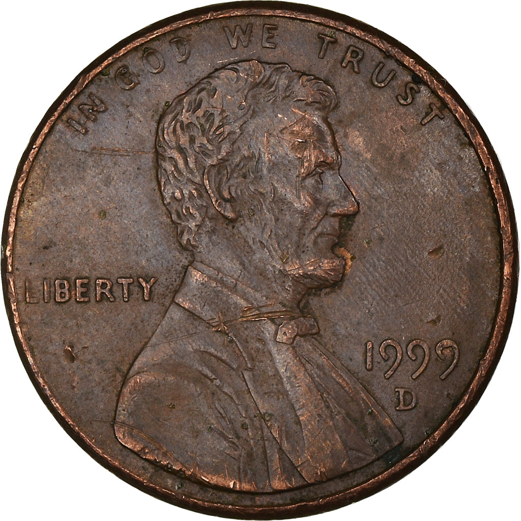 Coin, United States, Lincoln, Cent, 1999, Denver, VF(20-25), Copper Plated Zinc
