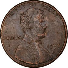 Coin, United States, Lincoln, Cent, 1999, Denver, VF(20-25), Copper Plated Zinc
