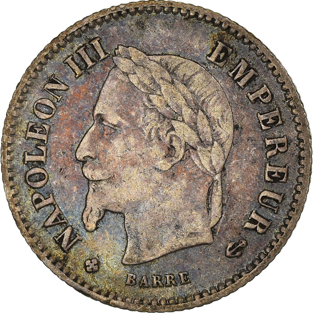 Moneta, Francja, Napoleon III, 20 Centimes, 1867, Strasbourg, EF(40-45), Srebro