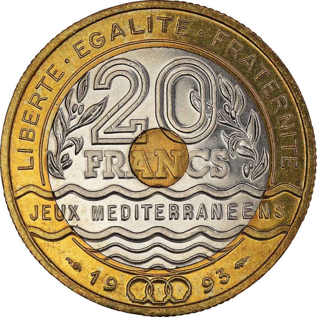 Monnaie, France, Jeux Méditerranéens, 20 Francs, 1995, Paris, SPL