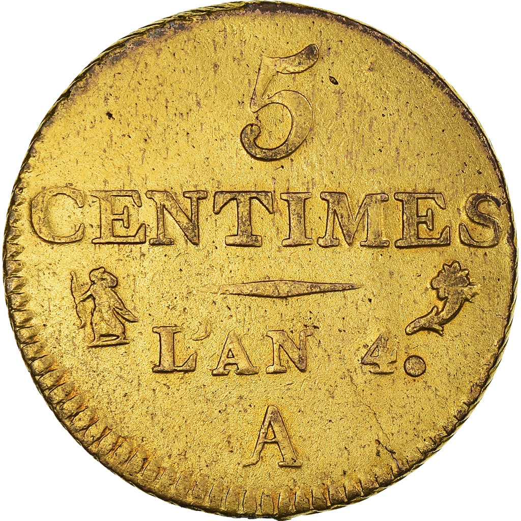 Coin, France, Dupré, 5 Centimes, AN 4, Paris, VF(20-25), Bronze, KM:635.1