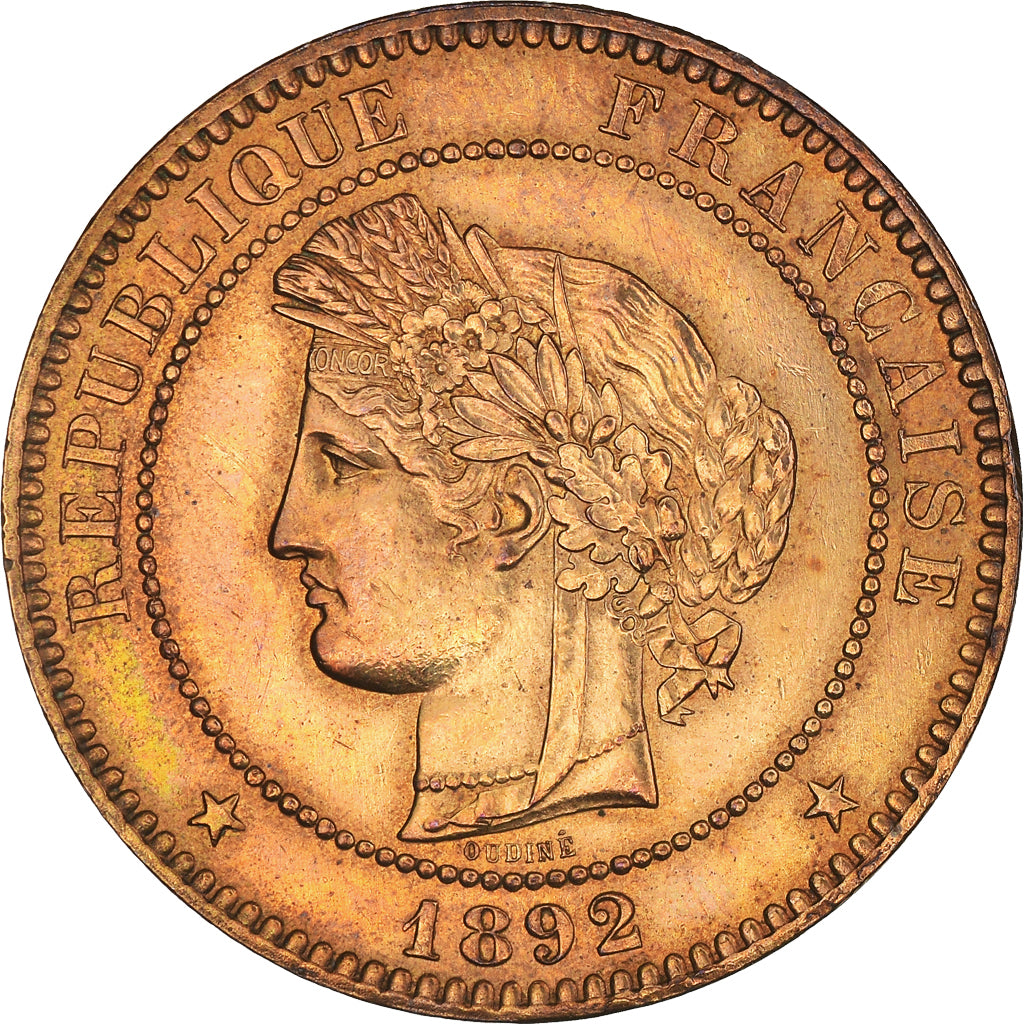 Coin, France, Cérès, 10 Centimes, 1892, Paris, AU(55-58), Bronze, KM:815.1
