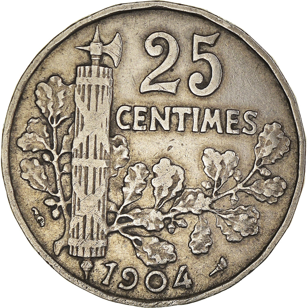 Moneta, Francia, Patey, 25 Centimes, 1904, Paris, MB, Nichel, KM:856