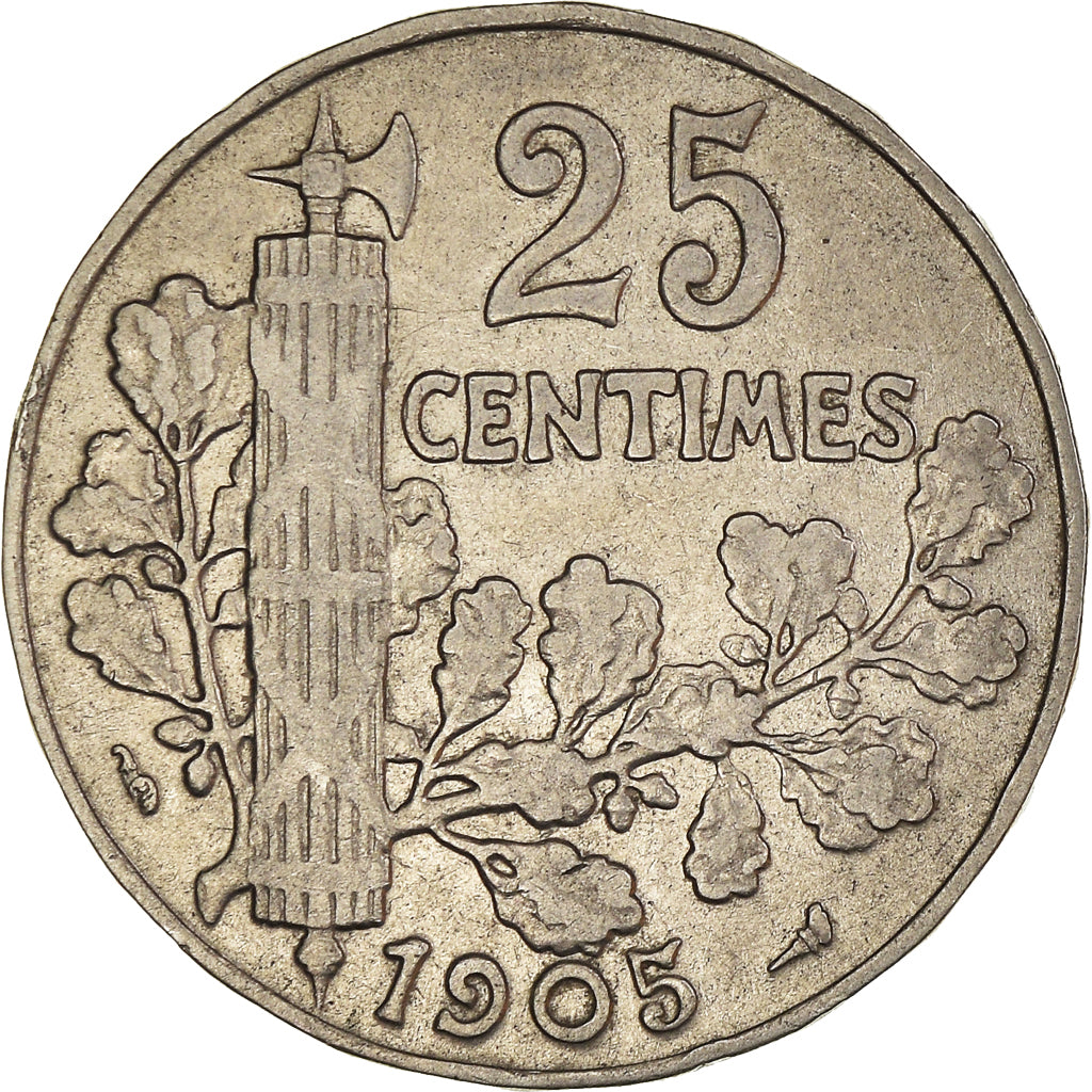 Coin, France, Patey, 25 Centimes, 1905, Paris, EF(40-45), Nickel, KM:856