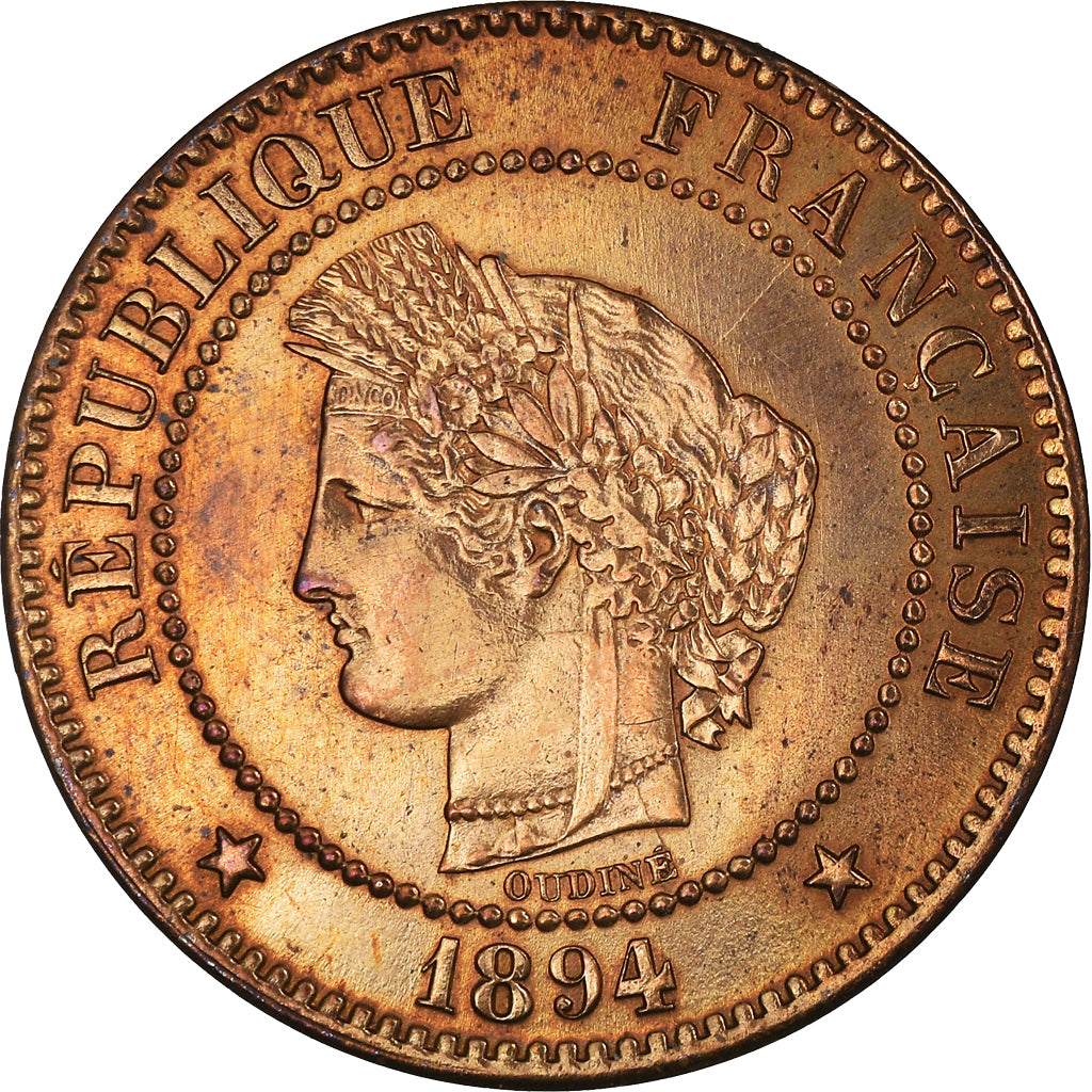 Coin, France, Cérès, 2 Centimes, 1894, Paris, AU(50-53), Bronze, KM:827.1