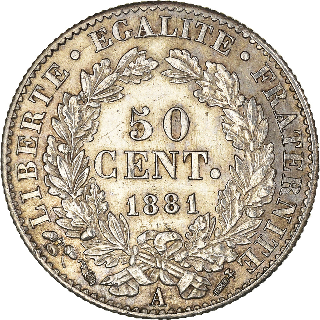 Coin, France, Cérès, 50 Centimes, 1881, Paris, AU(55-58), Silver, KM:834.1