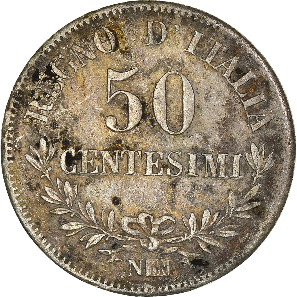 Coin, Italy, Vittorio Emanuele II, 50 Centesimi, 1863, Milan, VF(20-25), Silver