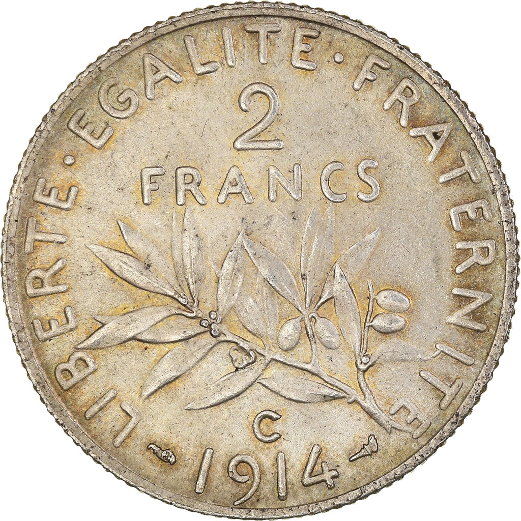 Münze, Frankreich, Semeuse, 2 Francs, 1914, Castelsarrasin, VZ, Silber
