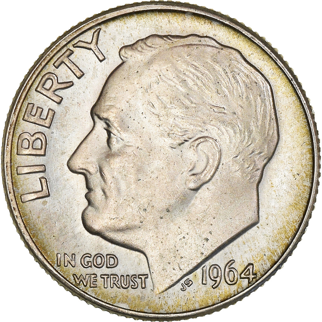 Coin, United States, Roosevelt, Dime, 1964, Denver, MS(63), Silver, KM:195