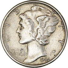 Munten, Verenigde Staten, Mercury, Dime, 1944, Philadelphia, ZF, Zilver, KM:140