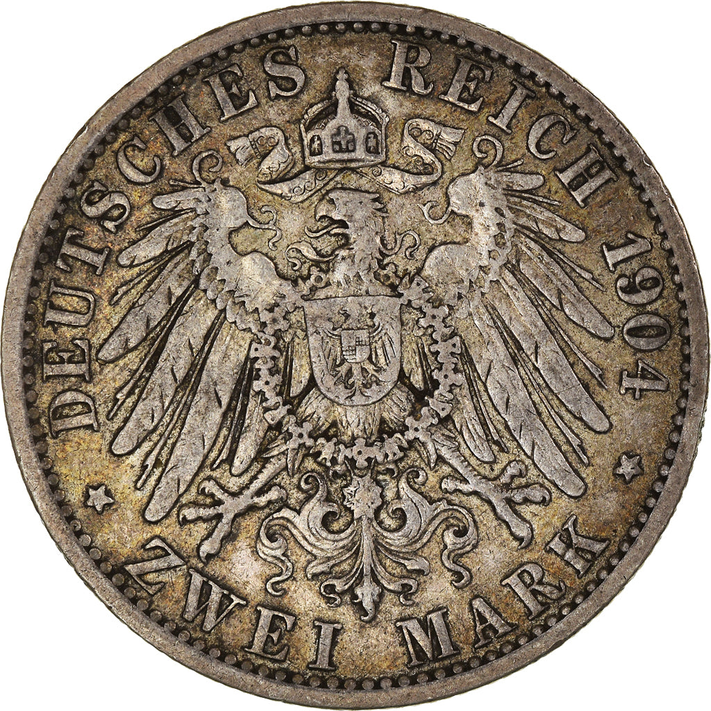 Coin, Prussia, Wilhelm II, 2 Mark, 1904, Berlin, EF(40-45), Silver, KM:522