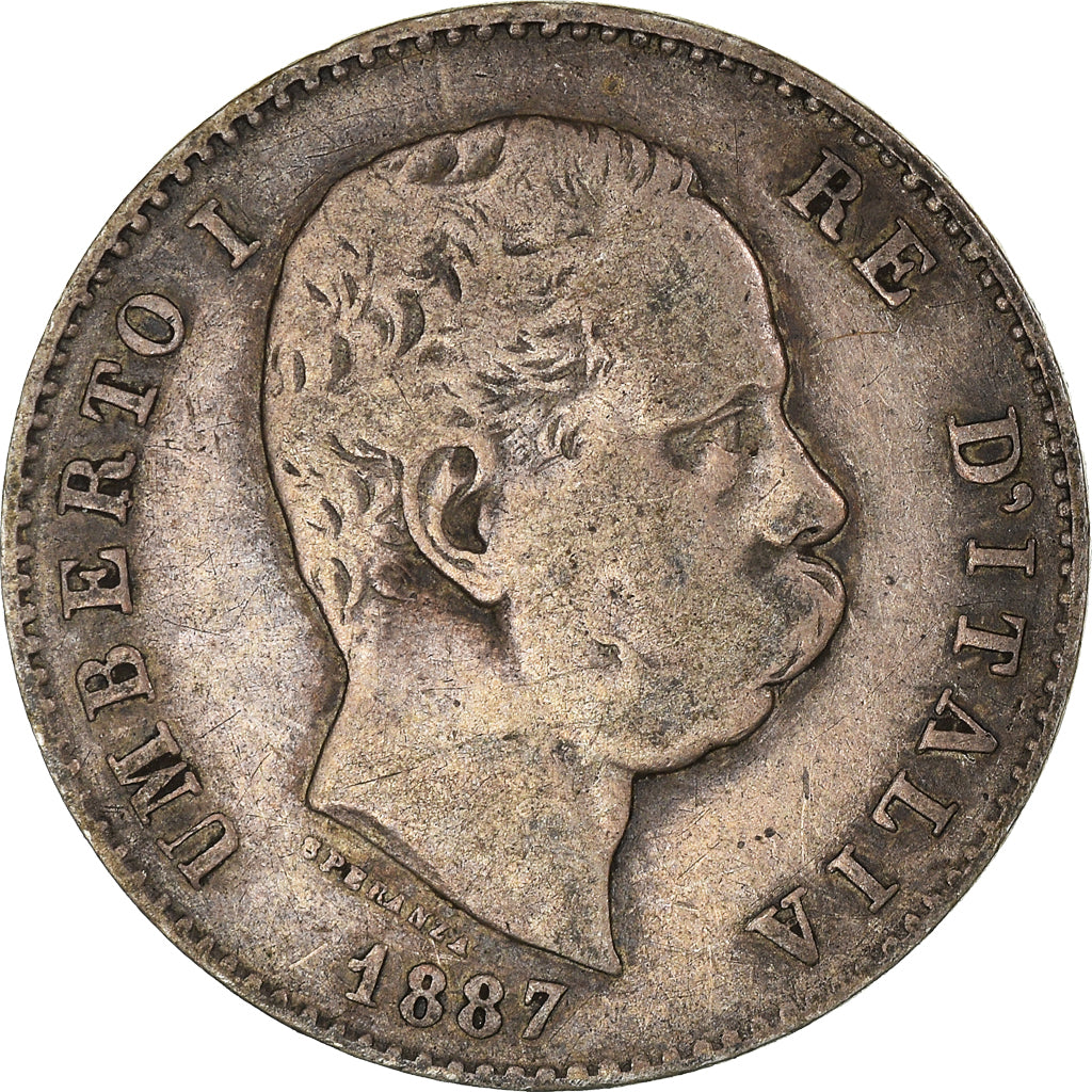 Coin, Italy, Umberto I, Lira, 1887, Milan, EF(40-45), Silver, KM:24.2