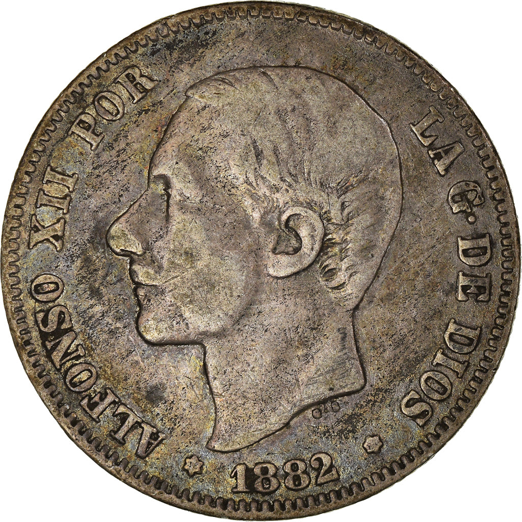 Coin, Spain, Alfonso XII, 2 Pesetas, 1882, Madrid, VF(20-25), Silver, KM:678.2