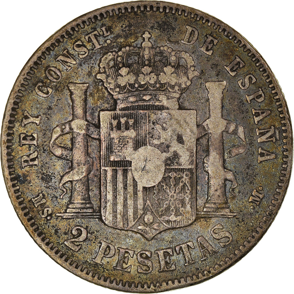 Coin, Spain, Alfonso XII, 2 Pesetas, 1882, Madrid, VF(20-25), Silver, KM:678.2