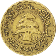 LEBANON, 2 Piastres, 1924, Paris, KM #1, EF(40-45), Aluminum-Bronze, 2.02