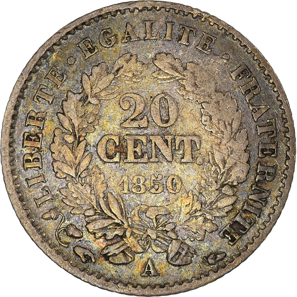 Coin, France, Cérès, 20 Centimes, 1850, Paris, VF(20-25), Silver, KM:758.1, Le