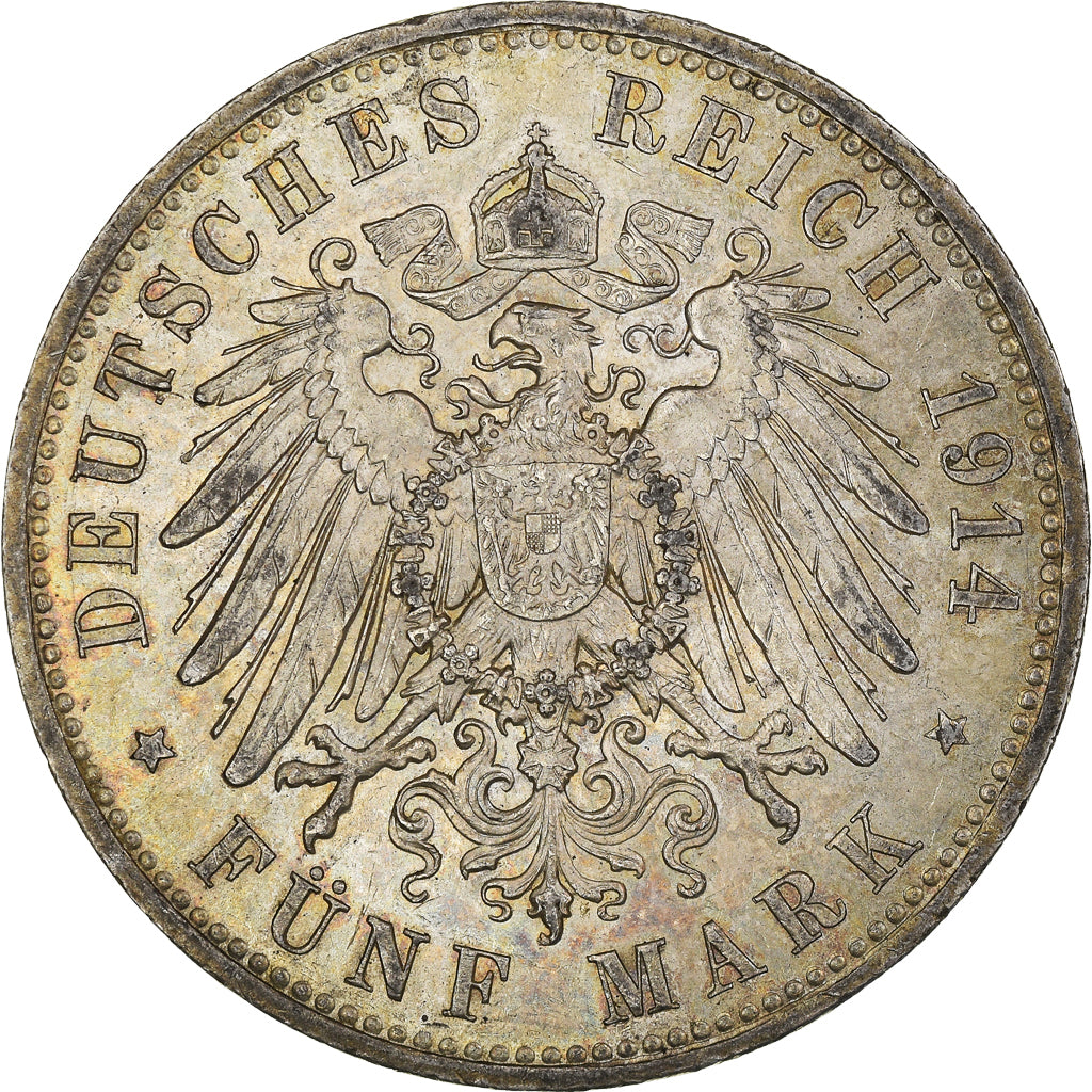 Coin, German States, Prussia., Wilhelm II, 5 Mark, 1914, Berlin, EF(40-45)