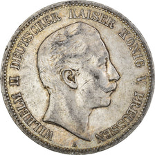 Coin, German States, Prussia., Wilhelm II, 5 Mark, 1908, Berlin, VF(20-25)