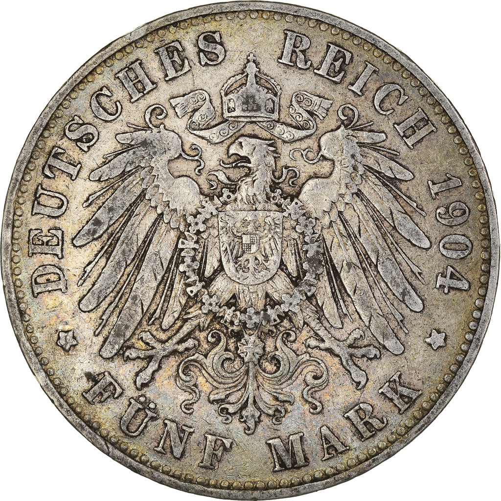 Coin, German States, Prussia., Wilhelm II, 5 Mark, 1904, Berlin, VF(20-25)